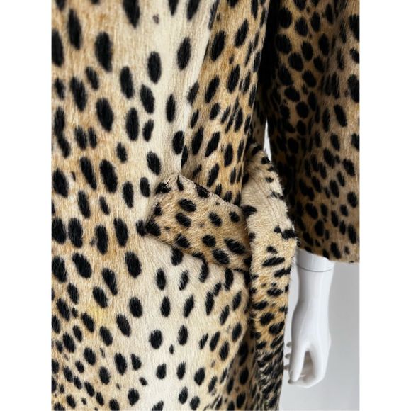 1950’s-1960’s Vintage Faux Leopard Fur Short Rope Wrap Coat with waist belt and - Picture 10 of 16